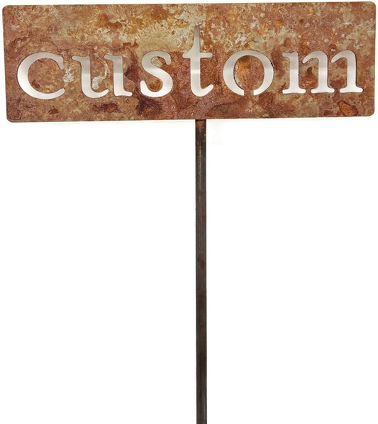 Classic Metal Garden Markers Clearance Items 20 to 33 Inches Tall (custom 20", Naturally Rusted)