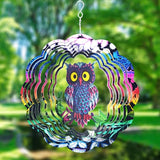Owl Wind Spinner, 3D Kinetic Art with Sparkling Glitter, 12 Inch Multi-Layer Stainless Steel Garden Decor, Weatherproof Yard Spinner for Patio, Porch, Indoor Holiday Decoration