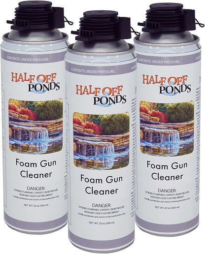 Half Off Ponds Waterfall Foam Gun Cleaner – 3 Pack 20oz Spray Solvent for Uncured Expanding Foam & Adhesive – Foam Dispenser Tool Cleaner for Ponds, Waterfalls & Landscape Rockwork