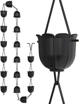 Rain Chains Direct - Flutes Rain Chain - 8.5 FT - Durable Black Powder-Coated Aluminum - Premium Rain Chains for Gutters