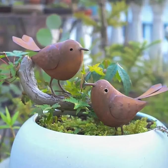 2pcs Garden Statues Yard Ornament Iron Bird Ornament Animal Statue Sculpture Tree Decoration Outdoor Decoration Garden Outdoor Rusted Metal Bird Statue