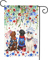 Patriotic Dog Garden Flag 4th of July Black Lab Yard Sign White Chocolate Labrador Banner 12x18 Double Sided for Outside Small 250 Anniversary USA Independence Memorial Day Decor