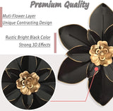 Metal Flower Wall Art Decor, 10“ Rustic Modern Floral Sculpture, Distressed Iron Wall Hanging Home Decoration Accent Artworks for Indoor Kitchen Bedroom Living Room Office Outdoor Garden Patio