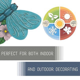 Magnolia Garden 12-Inch Sculpted Teal Dragonfly Decorative Stepping Stone – 3D Floral Resin Garden Walkway Tile – Vibrant Winged Insect Outdoor Accent