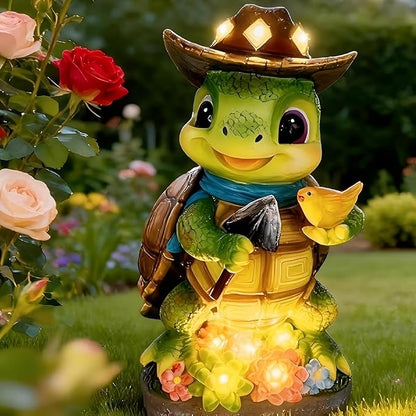 Solar Turtle Garden Decor, Animal Statue Lights for Outdoor, Mothers Day Mom Gifts, Thanksgiving, Birthday, Fairy Garden Accessories,Patio,Yard,Balcony Decorations, Lawn Ornament, Housewarming