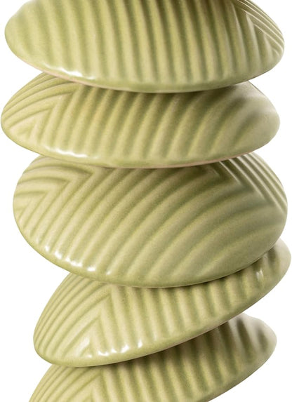 Woodstock Chimes Ceramic Disc Chime 26" Sage Green Wind Chime for Outside, Ceramic Shell Design Chimes for Garden Porch, Patio Decor, Unique Gift CCSGR
