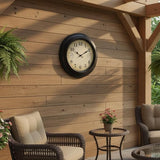 18 Inch Large Outdoor Wall Clock with Thermometer & Hygrometer, Waterproof Retro Bronze Garden Clock for Patio, Pool, Backyard, Farmhouse Decor, Silent Non-Ticking