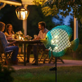 HONGLAND Solar Pathway Lights, Outdoor Solar Powered Garden Lights with Warm Yellow LED, Metal Fish Design Stake for Lawn, Yard, Patio and Landscape Decoration (Waterproof)