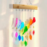 Glass Wind Chimes，Wind Chimes for Outside，Colorful Wind Chime 28" Garden Chimes for Home Patio, Housewarming Gifts for New House, Gift for Unisex (Bird)