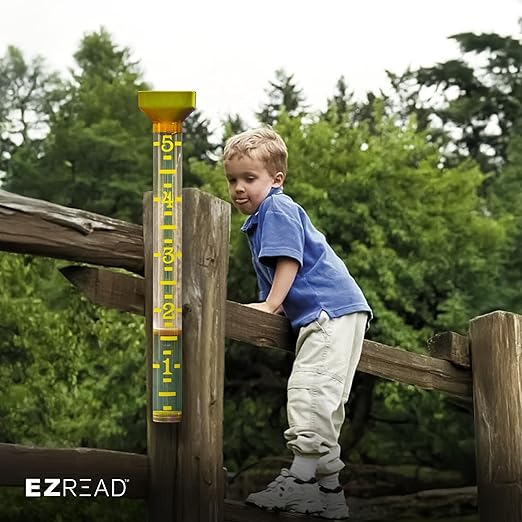 Headwind EZRead 21” Giant Professional Outdoor rain Gauge, USA Made Heavy Duty All Weather Freeze Proof Stake or mountable with Float, Yellow (820-1002YEL)