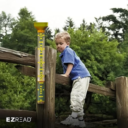 Headwind EZRead 21” Giant Professional Outdoor rain Gauge, USA Made Heavy Duty All Weather Freeze Proof Stake or mountable with Float, Yellow (820-1002YEL)