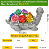 Solar Garden Decor Turtle with Rose and 7 LED Lights - Outdoor Decor Tortoise Statue for Patio, Balcony, Yard Ornament, Unique Gifts for Mom.