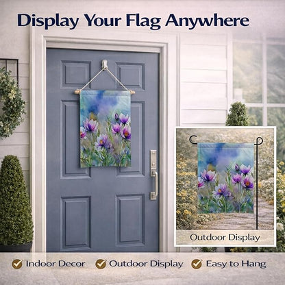Caroline's Treasures South Dakota Pasque Flowers in Watercolor Garden Flag Mailbox Flag Decorative Yard Flag Banner Outside Patio Artwork Yard Flower Beds, Garden Size, Multicolor