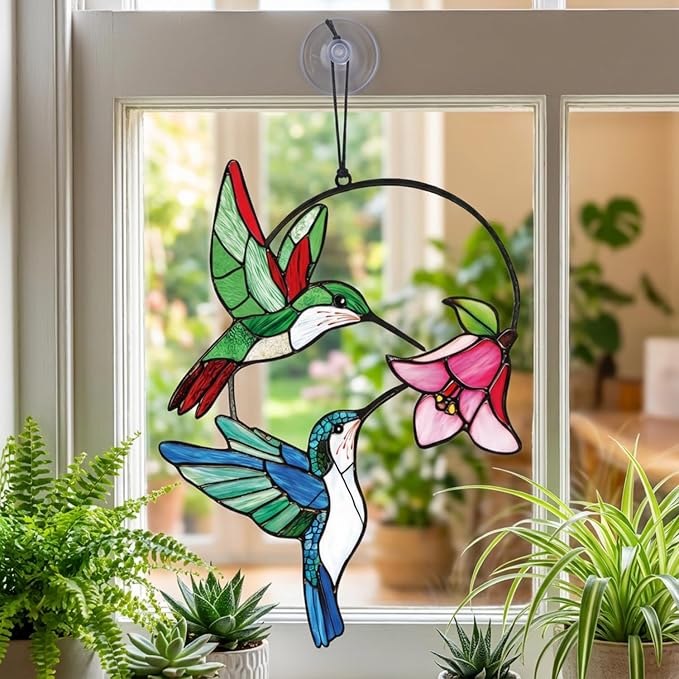 Hummingbird Gifts for Women, Hummingbird Sun Catcher for Window Hanging, Mothers Day for Mom Grandma Bird Lovers, Spring Suncatcher Garden Decor for Indoor Outdoor Windows(2)