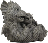 Ebros Garden Dragon Family Mommy and Me Time Statue 8" Long Cute Baby On Mother's Bosom Dragons Faux Stone Resin Finish Figurine Fantasy Home Decor
