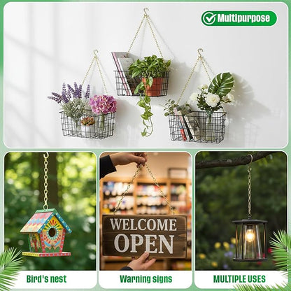 EBOOT 2 Pcs Hanging Chain for Bird Feeders, Planters, Lanterns and Ornaments(35 Inch,Gold)