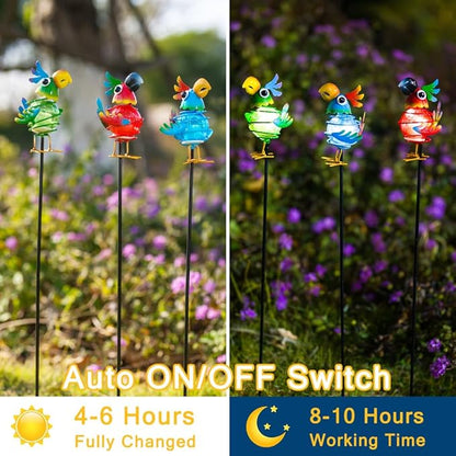 Solar Garden Stake Lights 3 Pack,Bird Figurine Decorative Lights with Solar Powered for Pathway Garden Lawn Patio Porch Yard Decoration