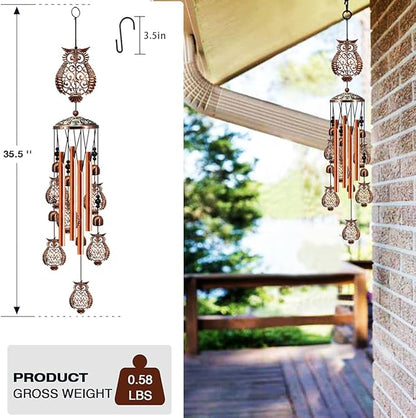YXOTJHS Owl Wind Chimes for Outside, Owl Gifts for Women Mom Grandma Friend, 35IN Windchimes Outdoors, Owls Garden Patio Porch Decor
