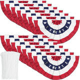 USA Pleated Fan Banner Patriotic Half Fan Banner Flag with Canvas Header and Brass Grommets for 4th of July Memorial Day Indoor Outdoor Decoration (14, 1.5x3 Feet)