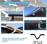 Rain Chain Gutters Adapter Clip - V Shaped Hook Hanger Garden Rain Catcher System, Water Diverter Accessories (1 PCS, Black)