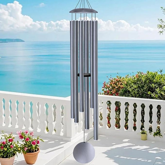 66" Wind Chimes for Outside Deep Tone - 6 Thicken Tubes Large Wind Chimes for Outdoor, Gifts for Valentines Day, Women, Mom, Grandma, Sympathy, Big Windchimes for Garden and Patio (Dusty Blue)