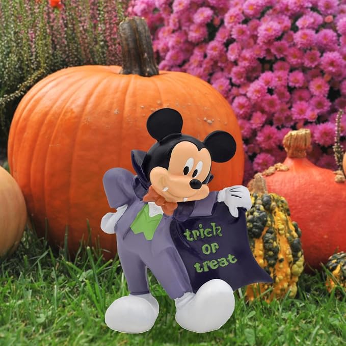 Disney Mickey Mouse Trick or Treat Halloween Outdoor Garden Statue, 6 inches Tall, Officially Licensed Disney Product