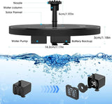 AISITIN 3.5W Solar Fountain Pump Built-in 1500mAh Battery, Bird Bath Fountain with 6 Nozzles, Solar Floating Water Pump for Bird Bath, Fish Tank, Pond, Pool, Garden and Outdoor