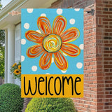 CROWNED BEAUTY Summer Floral House Flag Double Sided 28x40 Inches Large Burlap Seasonal Welcome Yard Porch Decoration for Outside (Blue) CF1838-40