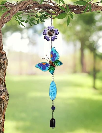 Sunset Vista Designs Metal and Glass Butterfly Suncatcher,Purple