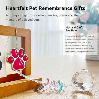 Dog Memorial Gifts for Loss of Dog, Pet Memorial Gifts for Dogs, Thoughtful Bereavement Remembrance Crystal Suncatcher with Sympathy Card (Rose Red)