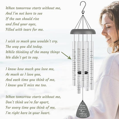 Memorial Gifts Wind Chimes for Outside - Sympathy Wind Chimes for Loss of Loved One Prime, Bereavement Gifts in Memory of Loved One, Sympathy Gift for Loss of Mother Father Condolence Remembrance,Gray