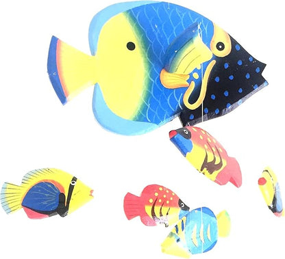Fish Wind Chime Wooden Hand Painted Fish Mobile Tropical Fish Nautical Decor - OMA Brand (Small)