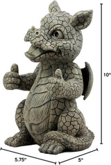 Ebros Whimsical Good Job Thumbs Up Dragon Garden Statue Faux Stone Resin Finish 10" H Dungeons and Dragons Mythical Fantasy Sculpture Guest Greeter Home Decor