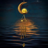 Moon Solar Lights Wind Chimes for Outside Gift for Women,Mom and Grandma Birthday Gifts Large Decor Windchimes Outdoors Gardening Gift for Outdoor Patio Yard Porch Solar Moon Night Lights