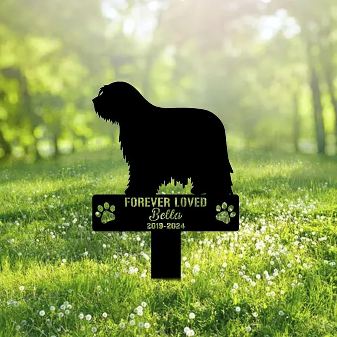 Custom Bergamasco Sheepdog Dog Metal Memorial Garden Stake Personalized Pet Grave Marker Name Sign Remembrance Stake Decor Sympathy Dog Loss,Outdoor Statues for Yard Garden Lawn Patio Pathway Grave.