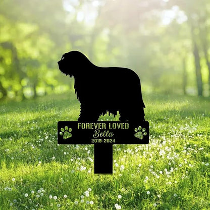 Custom Bergamasco Sheepdog Dog Metal Memorial Garden Stake Personalized Pet Grave Marker Name Sign Remembrance Stake Decor Sympathy Dog Loss,Outdoor Statues for Yard Garden Lawn Patio Pathway Grave.