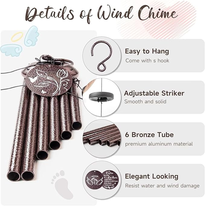 Miscarriage Gifts for Mothers, 25'' Loss of baby Sympathy Wind Chimes,infant loss memorial gifts,Bereavement,Condolence,Remembrance Gift,Miscarriage Keepsake for Mom,Windchimes in Memory of angel baby