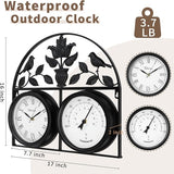 17Inch Large Outdoor Clock,Waterproof Wall Clock with Thermometer,Weatherproof Non-Ticking Quartz Battery Operated Decor Clock for Patio,Garden,Pool,Porch,House Warming Gifts