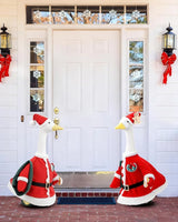 Christmas Porch Goose Outfit, 23" Cement or Plastic Goose Statue Costume, Porch Goose Outfits for Patio, Yard & Garden, Cozy Holiday Décor Adds Cheer with Cute Christmas Hat