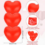 JarThenaAMCS 11" Valentine's Day Inflatable Heart Balloon Red Heart Shape Blow Up Hanging Ornaments Decorations PVC Indoor Outdoor Decor for Wedding Garden Yard Lawn Party Supplies, 10Pcs