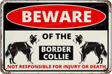 Beware Of The Dog Border Collie Sign Aluminum Metal Tin Signs Outdoor Yard Sign Warning Sign For Fence Yard Home Kitchen Farm Garden Wall Decor 8x12 Inch