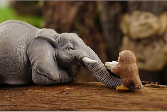 Top Collection Miniature Garden Elephant Reading Book with Owl, Gray