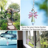 Rainbow Guardian Angel Crystal Suncatcher Hanging Ornament Pink Glass Prism Rainbow Maker for Home Window Car Porch Decoration Spiritual Sun Catcher Gift for Mom Women Friends
