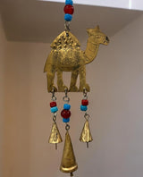 Recycled Iron Indian Camel Home Decor Bells Wall Hanging Chimes, Iron Metal Wall Art Decor, Antique Wind Chime Decoration, Indoor, Patio, Country Decor Size 85cm Height
