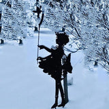 Butterfly Girl Metal Sculpture | Yard Metal Art Statue, Anime Style, Black Iron, Garden Statue, All Seasons