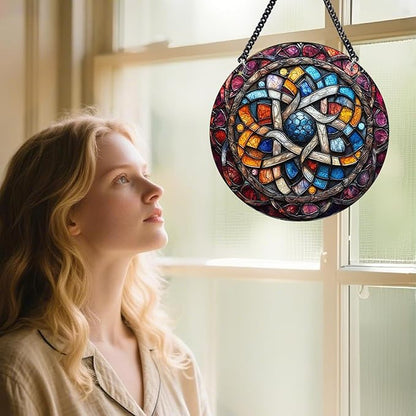 Delicate Mandala Flower Acrylic Suncatcher - Stained Glass Window Hanging for Garden or Indoor Spaces - Artistic Hanging Decoration for Spiritual Spaces, Gift for Friends and Family