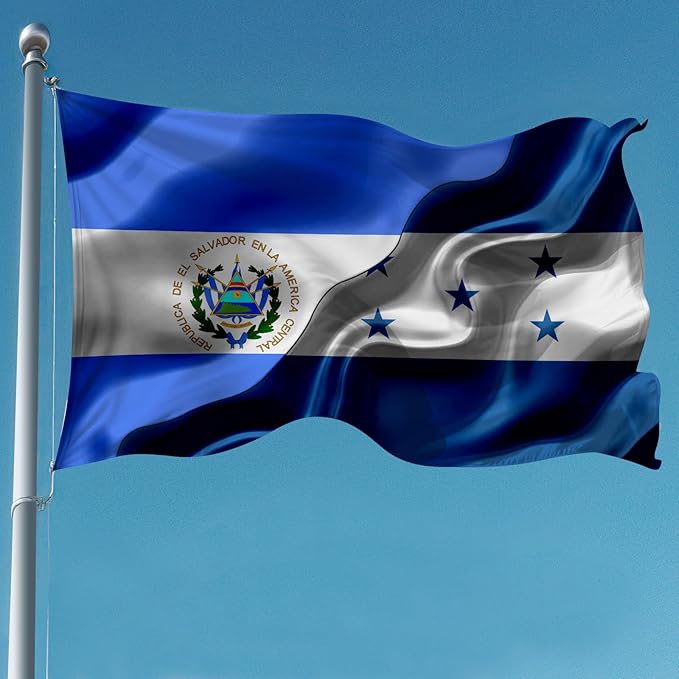 El Salvador And Hondurans Honduras Flag 3x5 Ft Double-Sided Printed Indoor/Outdoor Flag Polyester Fabric Decorative Banner With 2 Brass Grommets 3x5 Foot National Flags For Outside