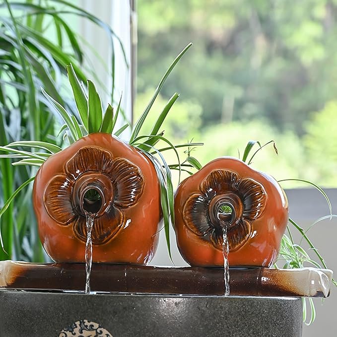 Pond Spitters, Pond Fountain, Fish Tank Automatic Circulation Water Landscaping Ornaments, Fish Tank Water Dispenser, for Garden Courtyard Pond Pool(Orange,20.5 * 18.8 * 16.8cm)