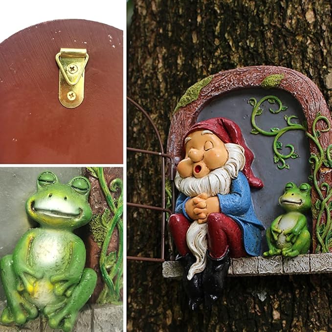 Outdoor Statues Elf Out The Door Tree Hugger, Yard Decorations Tree Sculpture, Gnome Statues, Peeker Yard Art Ornaments, Patio Lawn Porch Decoration Figurines