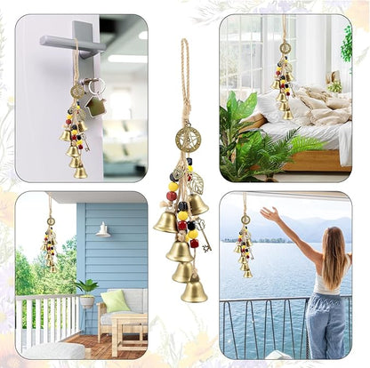 Witch Bells Protection for Door Knob, 13" Hanger Wind Chimes, Christmas Bells for Witchy Home Decor, Witchy Things Clear Negative Energy Witchcraft Supplies (Love, Hope, Strength)